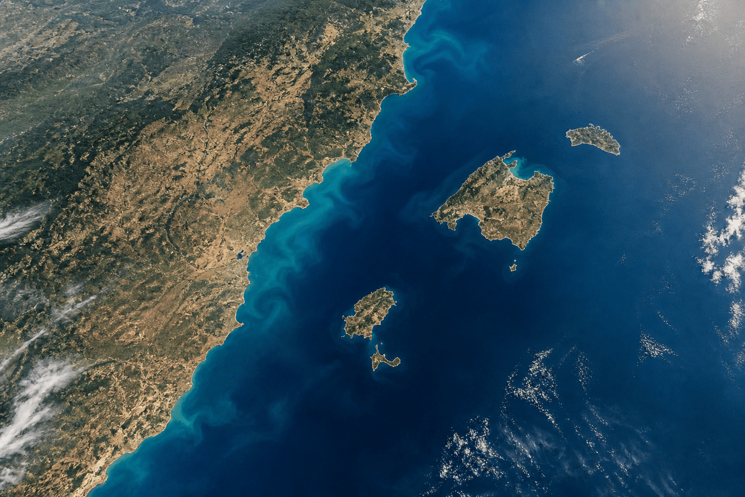 Satellitenansicht Westliches Mittelmeer — Balearen und spanische Küste